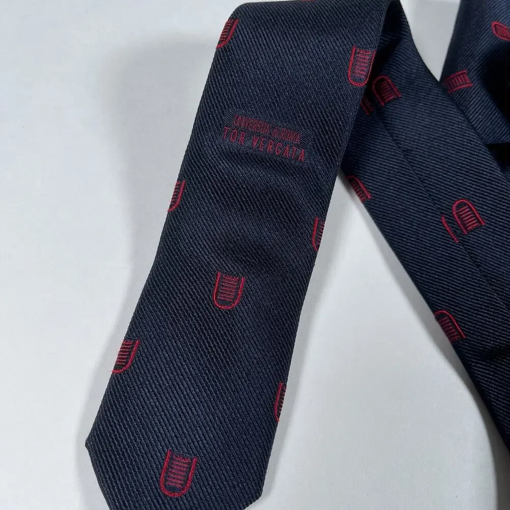 E. Marinella Necktie University of Rome Tor Vergata Crest Tie Silk Made in Italy